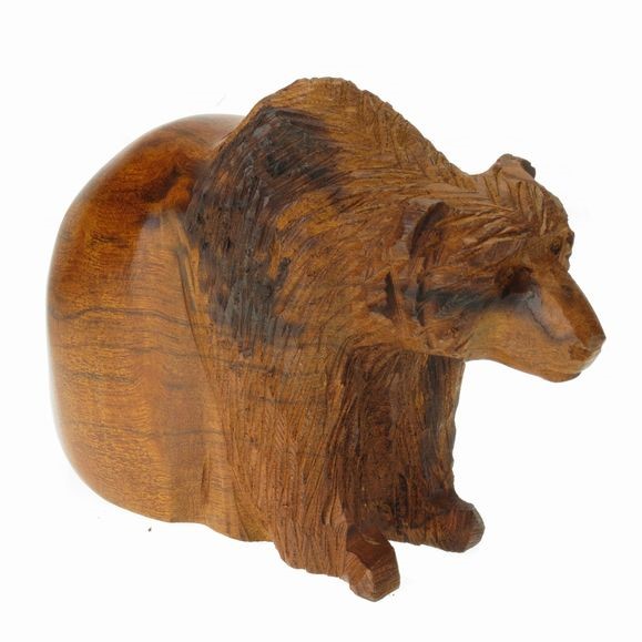 Bear Sitting, smooth - Ironwood Carving  |  EarthView