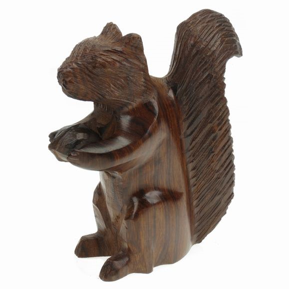 Squirrel with Nut - Ironwood Carving  |  EarthView