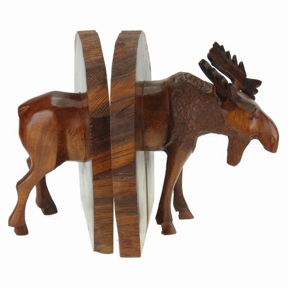 Moose Body Bookends - Ironwood Carving  |  EarthView