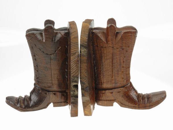 Cowboy Boot Bookends - Ironwood Carving  |  EarthView
