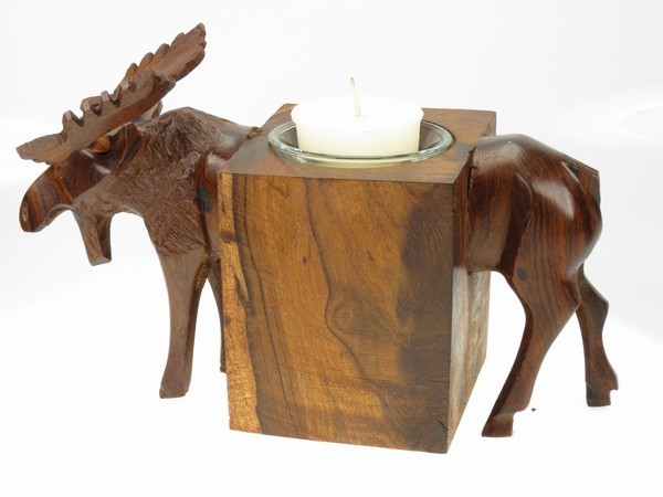 Moose Candleholder - Ironwood Carving  |  EarthView