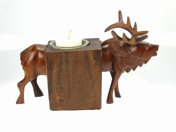 Elk Candleholder - Ironwood Carving  |  EarthView