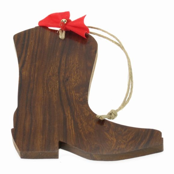 Cowboy Boot Ornament - Ironwood Carving  |  EarthView