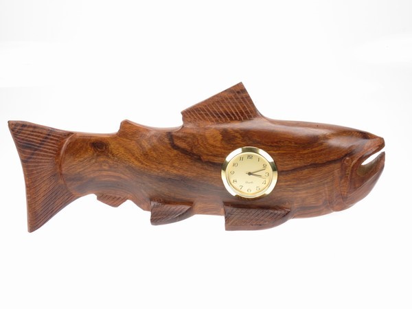 Trout Clock - Ironwood Carving  |  EarthView