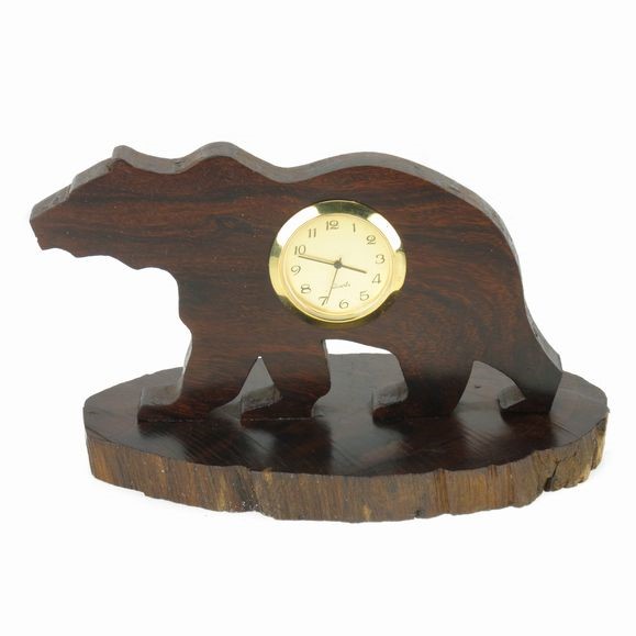 Bear Silhouette Clock - Ironwood Carving  |  EarthView