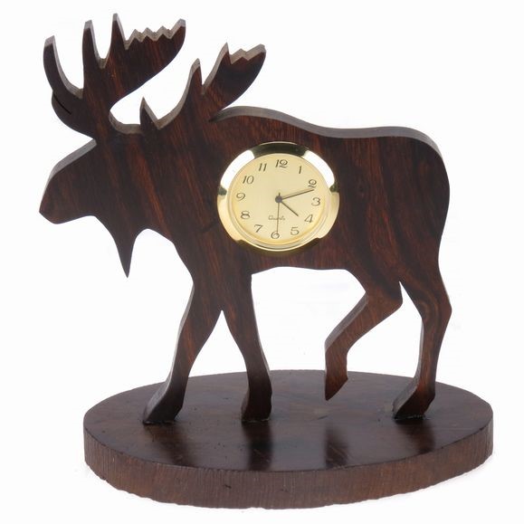 Moose Silhouette Clock - Ironwood Carving  |  EarthView