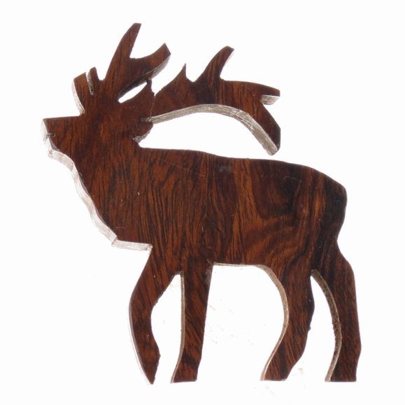 Elk Silhouette Magnet - Ironwood Carving  |  EarthView