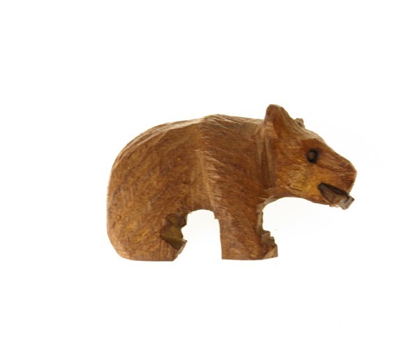 Bear with Fish 3-D Magnet - Ironwood Carving  |  EarthView