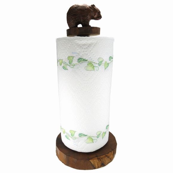Bear Paper Towel Holder - Ironwood Carving  |  EarthView