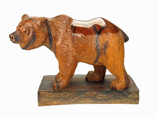 Grizzly Bear with detail - Ironwood Carving  |  EarthView