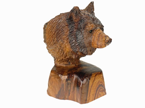 Wolf Bust - Ironwood Carving  |  EarthView