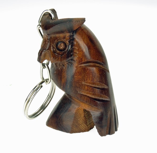 Owl 3-D Keychain - Ironwood Carving  |  EarthView