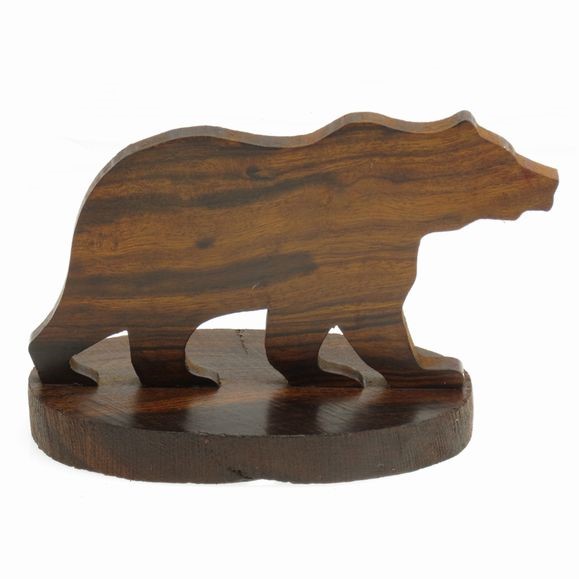 Bear Silhouette on Base - Ironwood Carving  |  EarthView