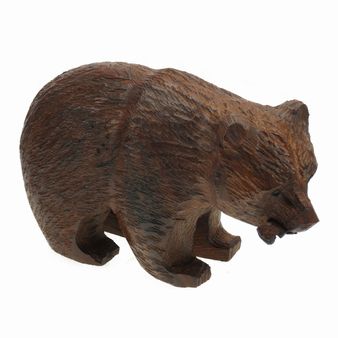Bear with Fish - Ironwood Carving  |  EarthView