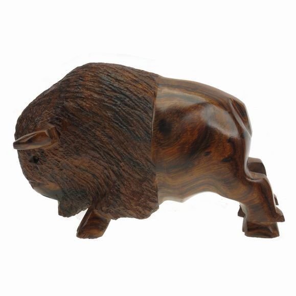 Buffalo Charging - Ironwood Carving  |  EarthView