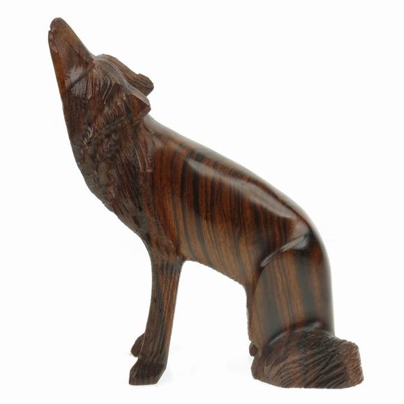 Wolf Sitting - Ironwood Carving  |  EarthView