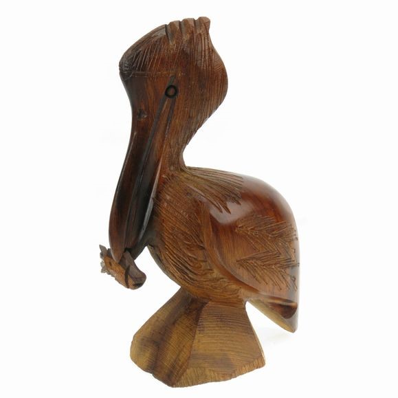 Pelican with Fish - Ironwood Carving  |  EarthView