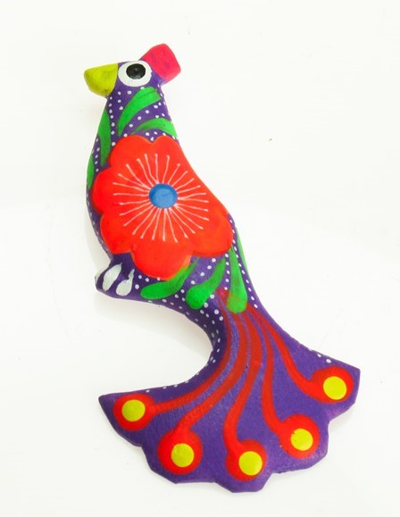 Peacock Magnet - Oaxacan Wood Carving  |  EarthView