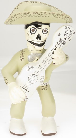 Skeleton Musician - Oaxacan Wood Carving  |  EarthView