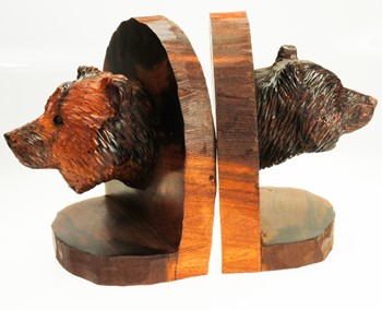 Bear Head Bookends - Ironwood Carving  |  EarthView