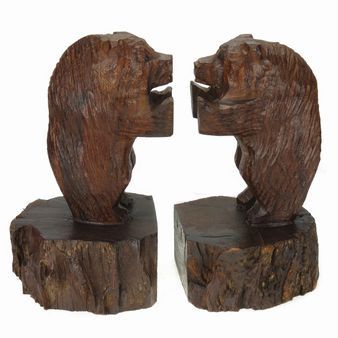 Bear Standing Bookends - Ironwood Carving  |  EarthView