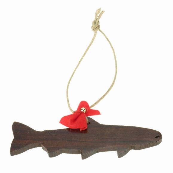 Trout Silhouette Ornament - Ironwood Carving  |  EarthView