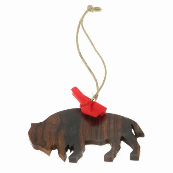 Buffalo Silhouette Ornament - Ironwood Carving  |  EarthView
