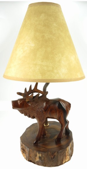 Elk Lamp - Ironwood Carving  |  EarthView