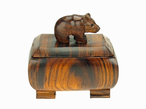 Bear smooth Box - Ironwood Carving  |  EarthView