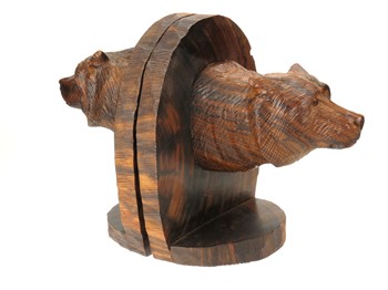 Wolf Head Bookends - Ironwood Carving  |  EarthView