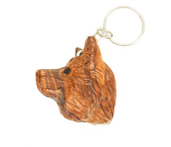 Wolf Head Keychain - Ironwood Carving  |  EarthView