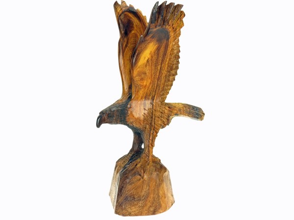 Eagle wings up with detail - Ironwood Carving  |  EarthView
