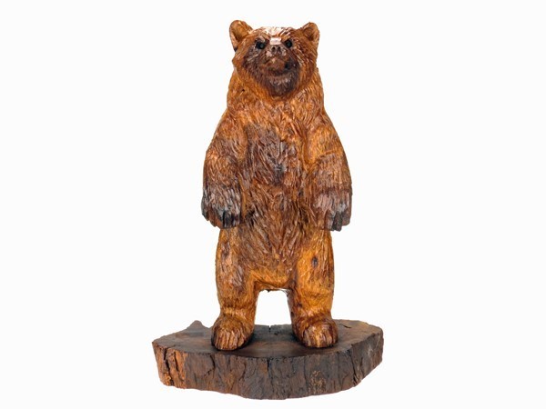 Grizzly Bear standing - Ironwood Carving  |  EarthView