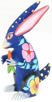 Rabbit with carrot - Oaxacan Wood Carving  |  EarthView