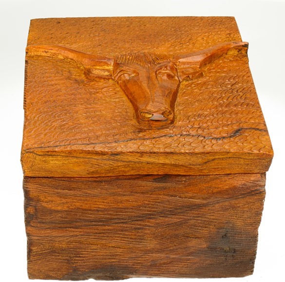 Rustic Longhorn Box - Ironwood Carving  |  EarthView