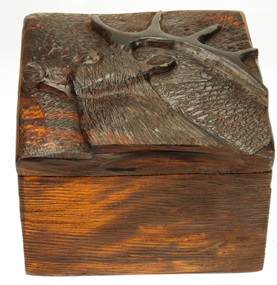 Rustic Elk Box - Ironwood Carving  |  EarthView