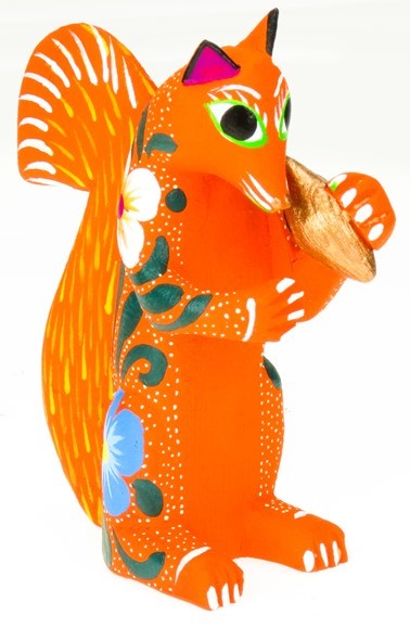Squirrel with nut - Oaxacan Wood Carving  |  EarthView