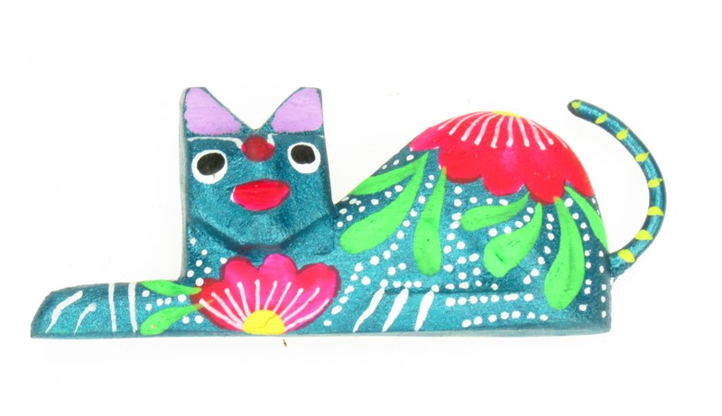 Cat resting Magnet - Oaxacan Wood Carving  |  EarthView