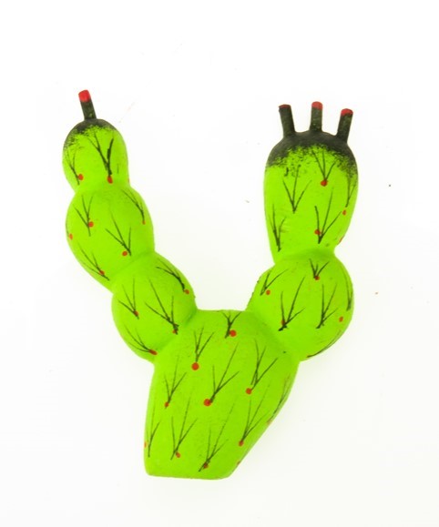 Prickly Pear Cactus Magnet - Oaxacan Wood Carving  |  EarthView