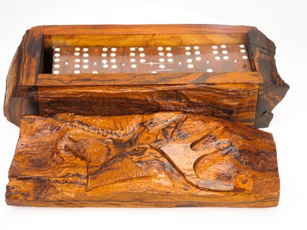 Elk Rustic Domino Set - Ironwood Carving  |  EarthView