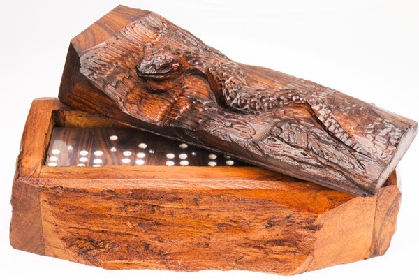 Snake Rustic Domino Set - Ironwood Carving  |  EarthView