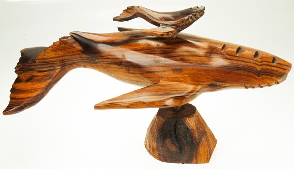 Humpback Whale with baby - Ironwood Carving  |  EarthView