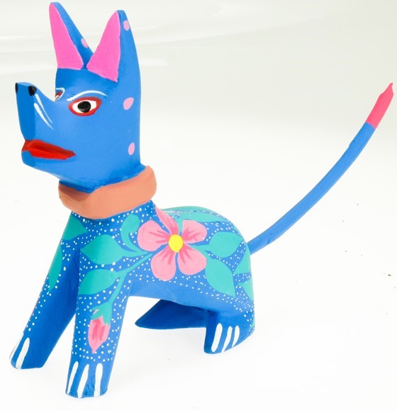 Dog with collar - Oaxacan Wood Carving  |  EarthView