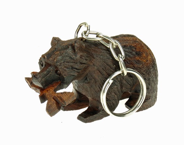 View Grizzly with fish 3-D Keychain